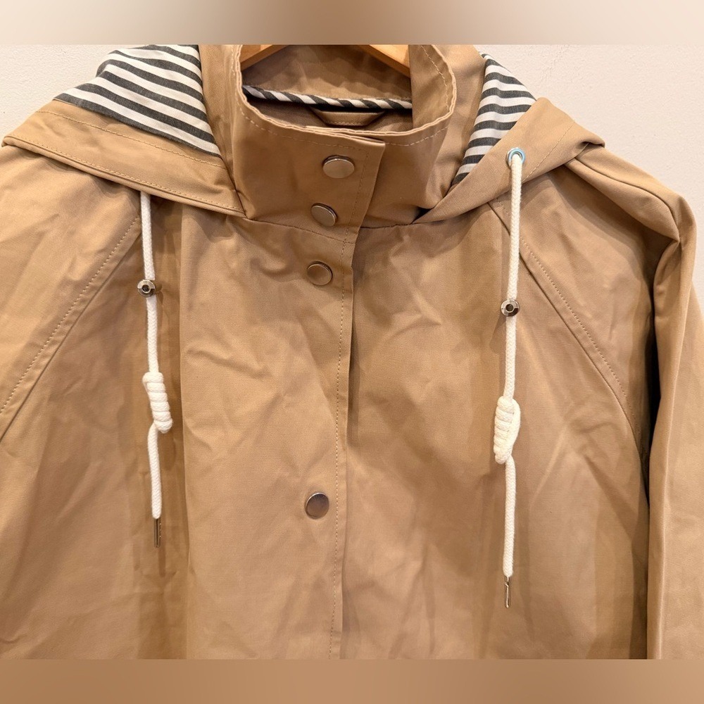 Zara Tan Trench Coat with Striped Hood - Picture 3 of 9